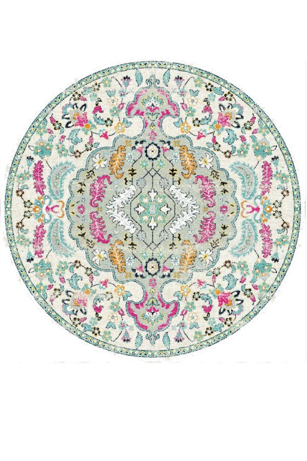 שטיח עגול בצבעי פסטל עדינים