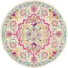 שטיח עגול בסגנון עתיק בצבעי פסטל עדינים