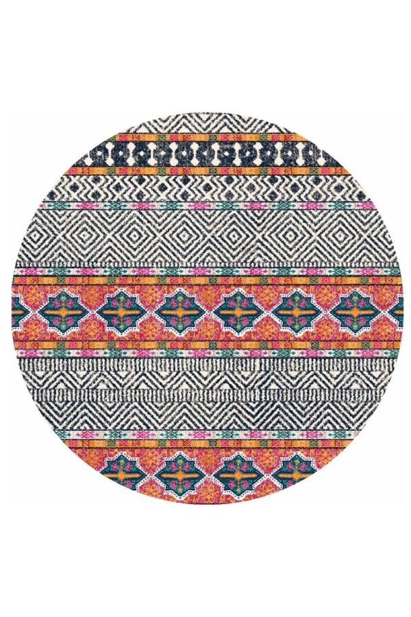 שטיח עגול בעיצוב טרייבל