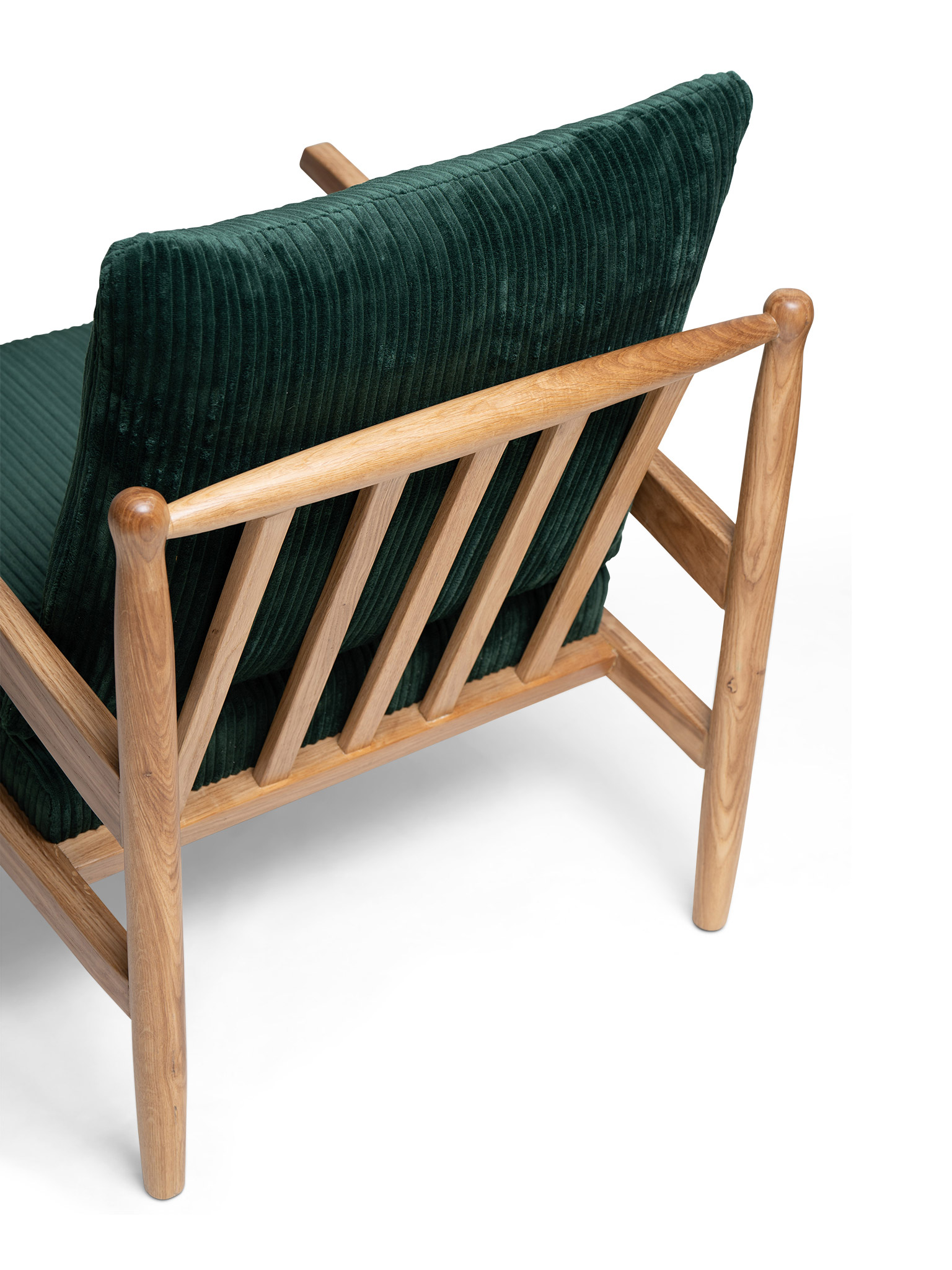 כורסא מעץ אלון מרופדת בבד קורדרוי